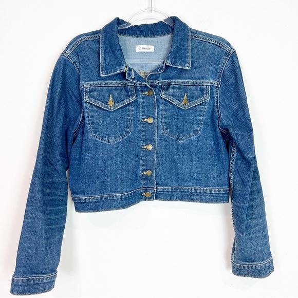 CALVIN KLEIN BUTTON FRONT CLASSIC CROP
DENIM JEAN JACKET WOMENS SZ SMALL - Picture 4 of 4